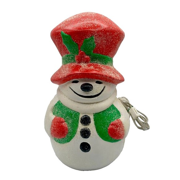 RARE Vintage Light Up Ceramic Snowman 13” Christmas Holiday Decor MINT - Picture 1 of 10